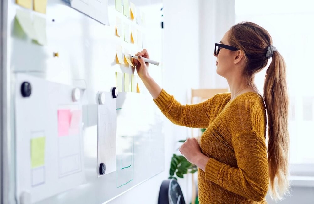 Young-woman-working-in-startup-office-writing-on-whiteboard-how-to-make-an-action-plan-to-achieve-goals-qhvo489225tiio0m0o3mim7b4vus9rfb6guza83gdc-1